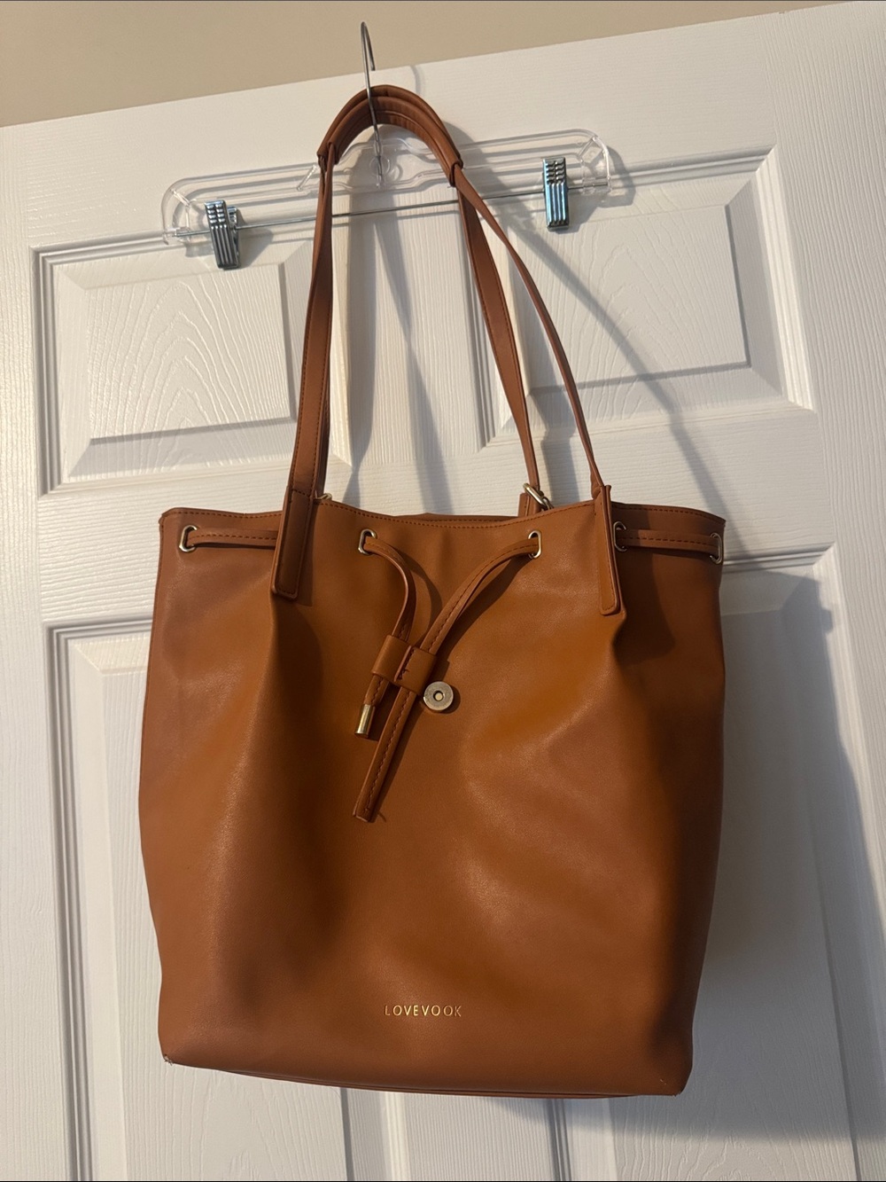 LOVEVOOK Cognac Drawstring Tote Bag